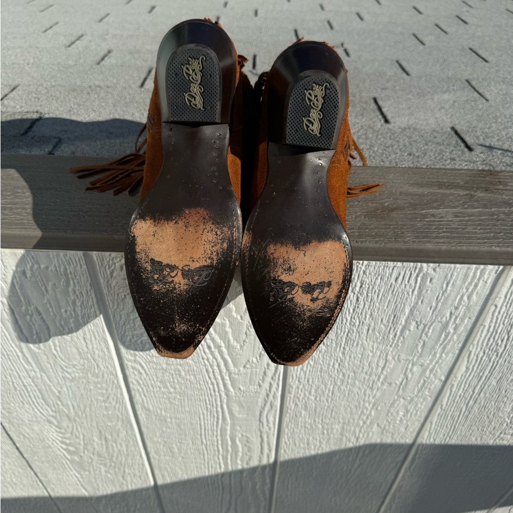 Dan Post Brown Fringe Ankle Boots - Picture 5 of 6